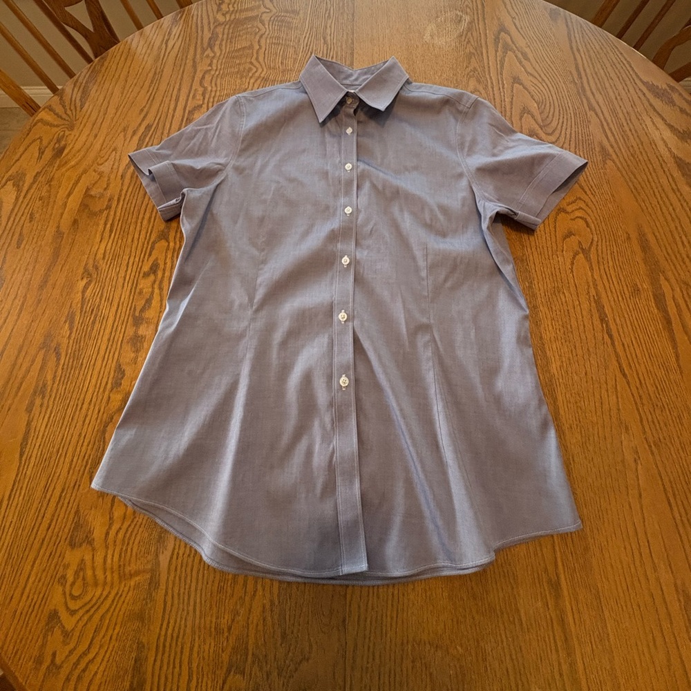 Vintage 90’s Brooks Brothers Blue Short Sleeve Tailored Button Down Shirt 12 EUC